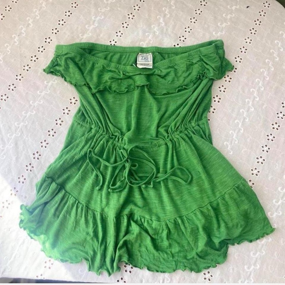 Green Off-Shoulder Women's babydoll top